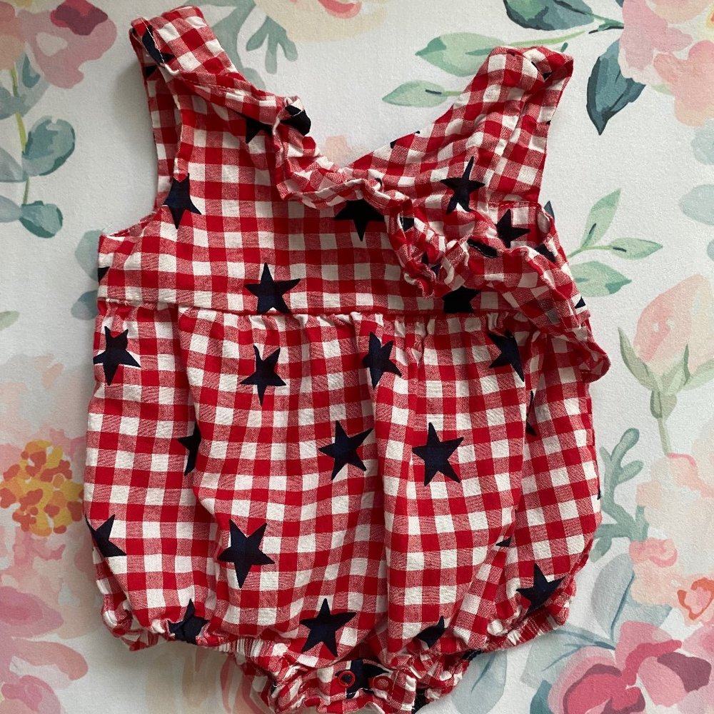 Ruffled romper- Red and white with blue stars, Cat & Jack, 6M